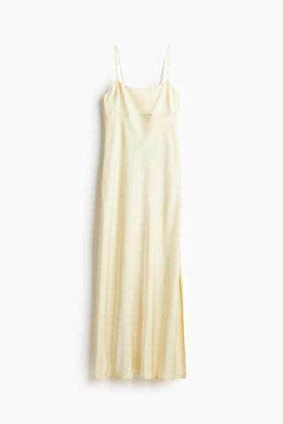 H & M - Maxi-jurk met strikbandjes - Lichtgeel