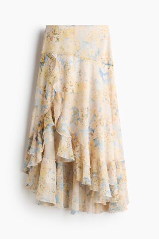 H & M - Rok met volant - Lichtgeel/Bloemen