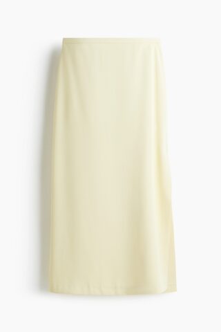 H & M - Rok met zijsplit - Lichtgeel