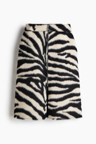 H & M - Rok met rits - Zwart/Zebradessin