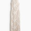 H & M - Ajourgebreide jurk met motieven - Lichtbeige
