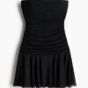 H & M - Geplooide bandeaujurk - Zwart