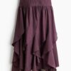 H & M - Asymmetrische midirok - Pruimenrood