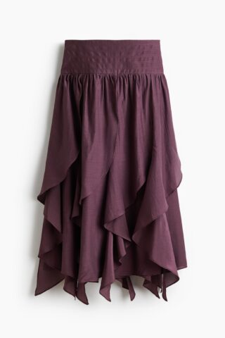 H & M - Asymmetrische midirok - Pruimenrood