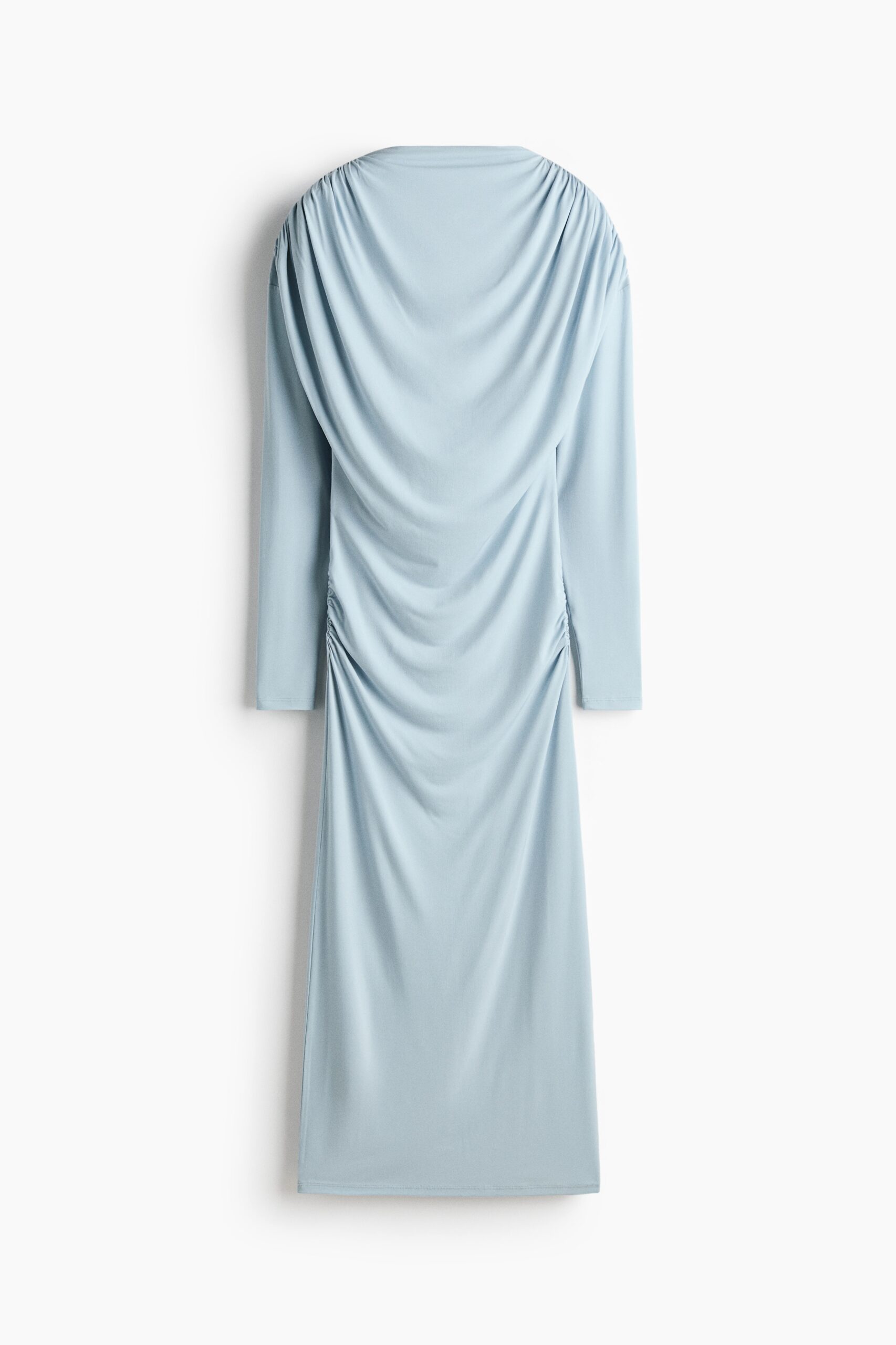 H & M - Gedrapeerde tricot jurk - Dusty Lichtblauw