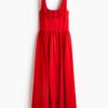 H & M - Geplooide jurk van linnenmix - Rood
