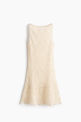 H & M - Mouwloze jurk met gehaakte look - Roomwit