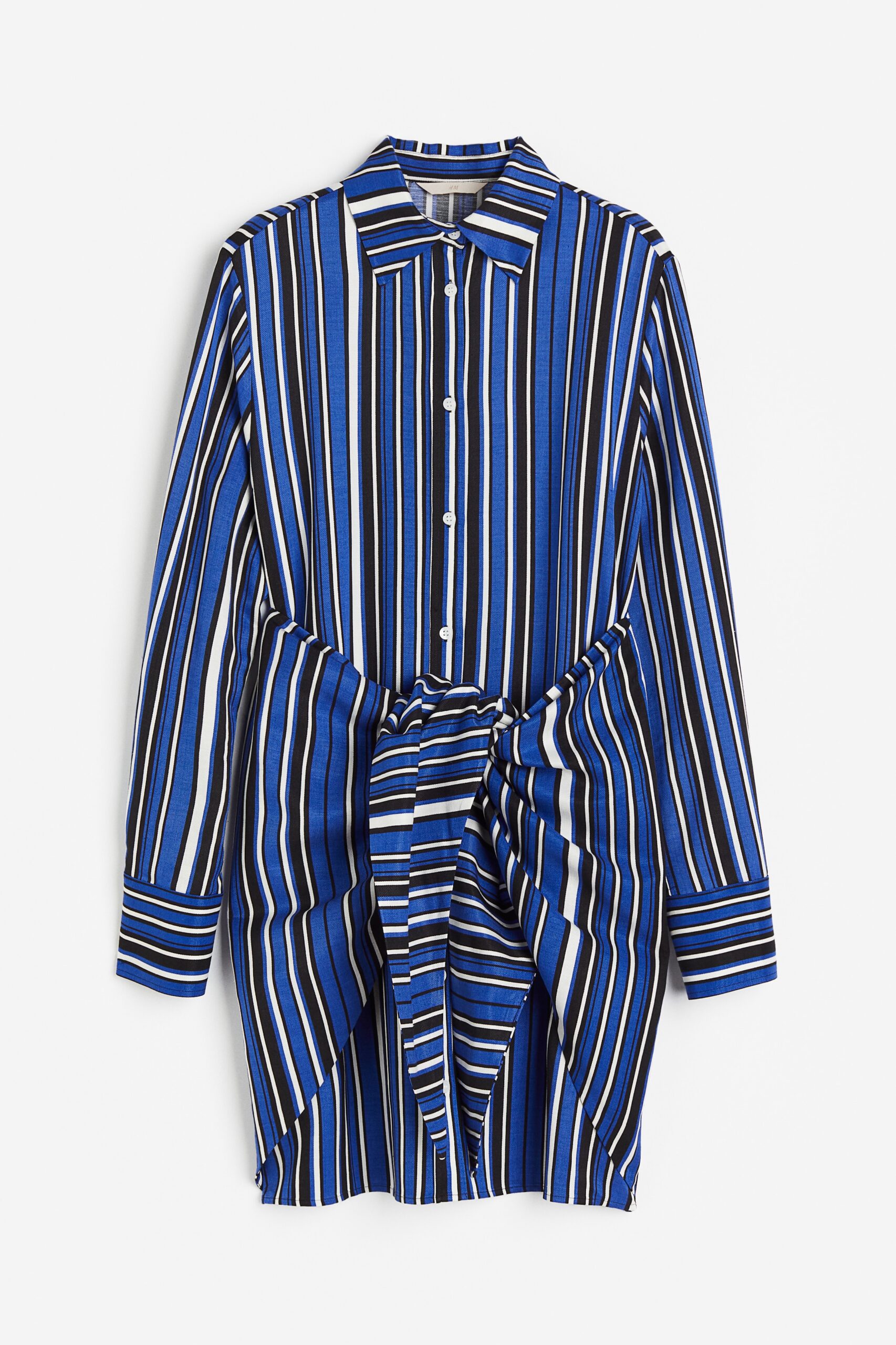 H & M - Overhemdjurk met geknoopt detail - Blauw/Gestreept H & M - Overhemdjurk met geknoopt detail - Blauw/Gestreept