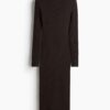 H & M - Ribgebreide jurk met turtleneck - Donkerbruin