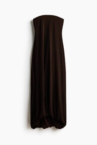 H & M - Bandeaujurk met watervaldecolleté - Donkerbruin