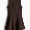 H & M - Jurk met uitlopende rok - Donkerbruin