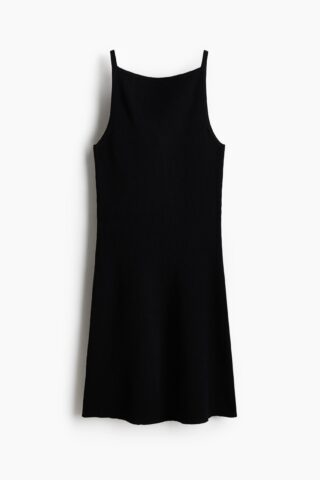 H & M - Ribgebreide strappy jurk - Zwart