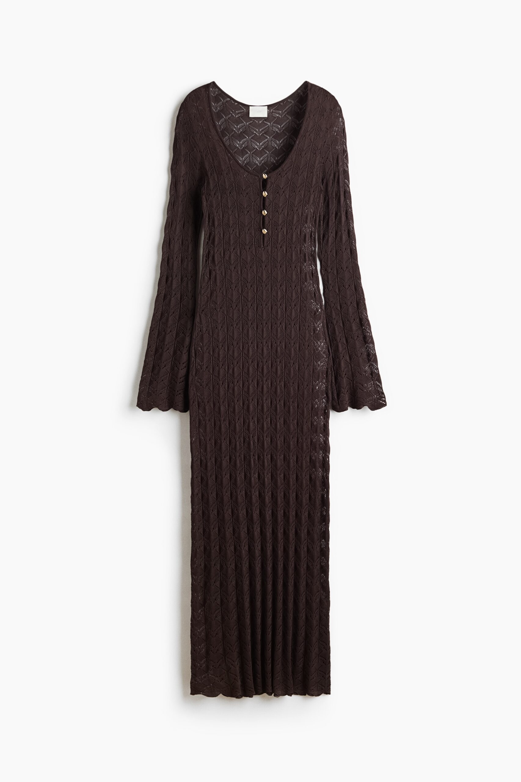 H & M - Jurk met gehaakte look - Donkerbruin
