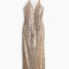 H & M - Jurk van mesh met pailletten - Goudkleurig
