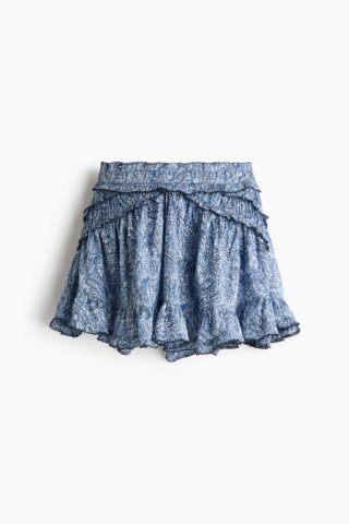H & M - Katoenen rok met volants - Blauw/Paisleydessin