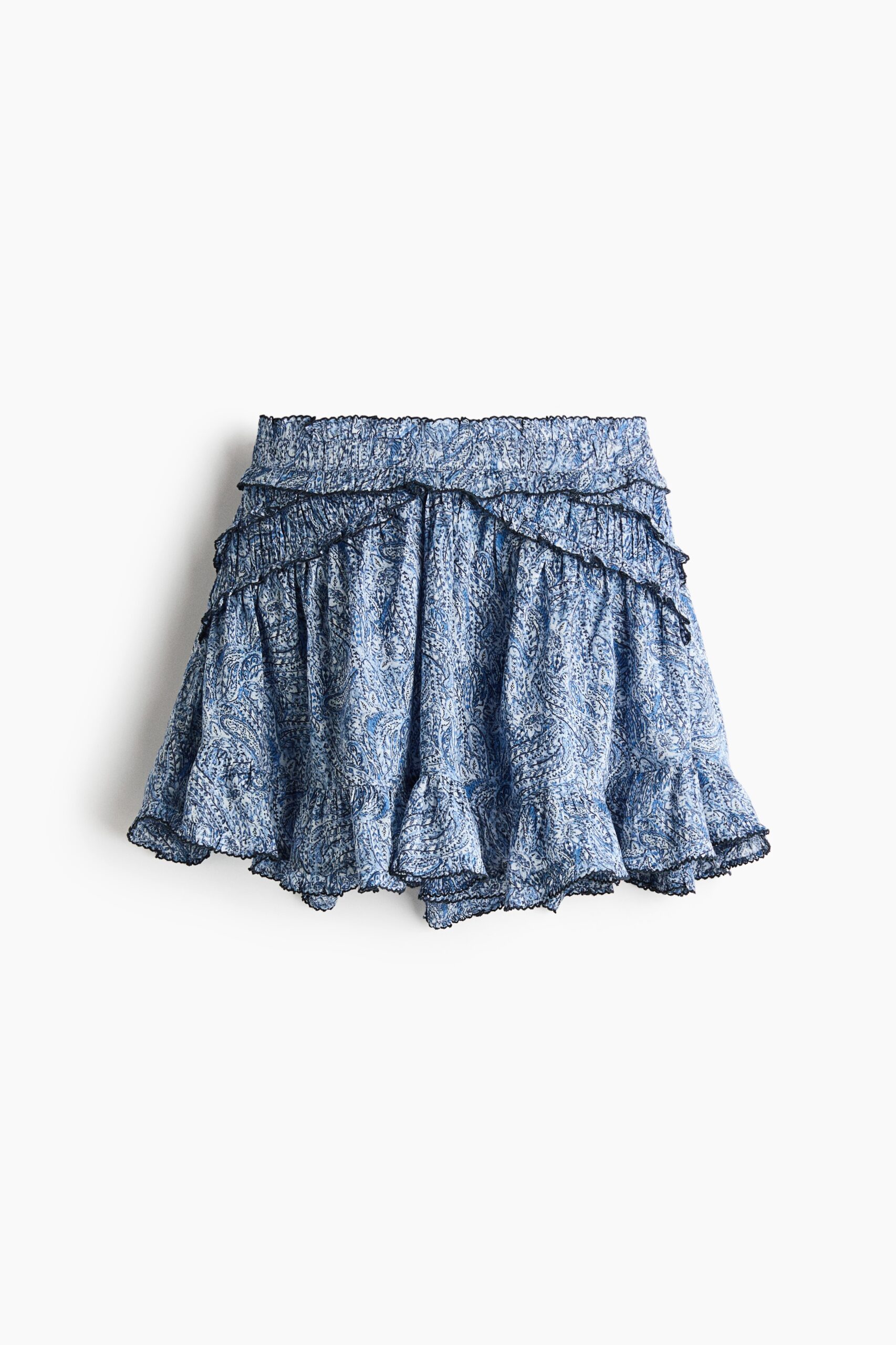 H & M - Katoenen rok met volants - Blauw/Paisleydessin