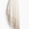 H & M - One-shoulder kaftanjurk met franje - Roomwit