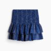 H & M - Strokenrok met gesmokte taille - Donkerblauw/Wit Gestreept