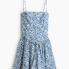 H & M - Strappy jurk van katoen met uitlopende rok - Blauw/Bloemen