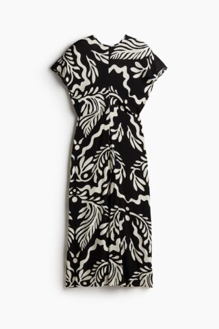 H & M - Getailleerde jurk - Zwart/Wit Dessin