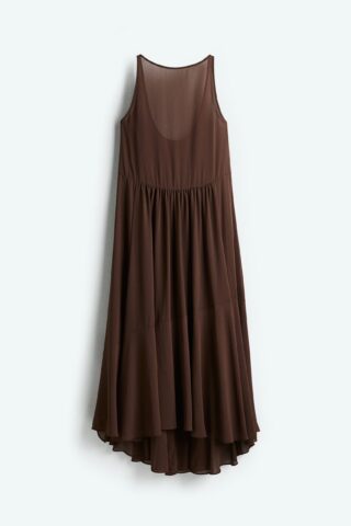 H & M - Maxi-jurk van chiffon - Donkerbruin