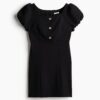 H & M - Jurk met pofmouwen - Zwart