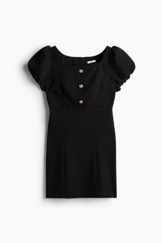 H & M - Jurk met pofmouwen - Zwart