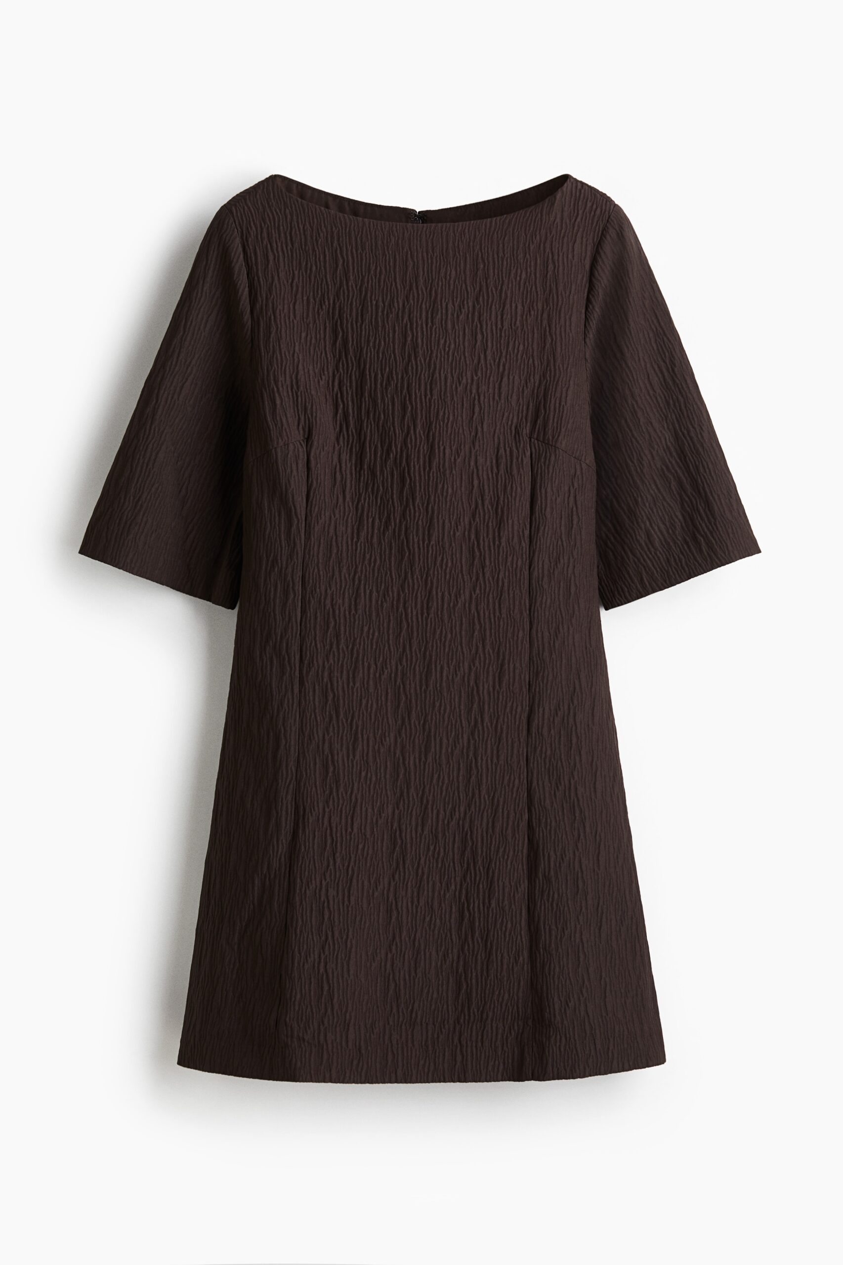 H & M - Jurk met boothals - Donkerbruin