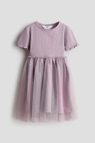 H & M - Jurk met tulen rok - Dusty Paars