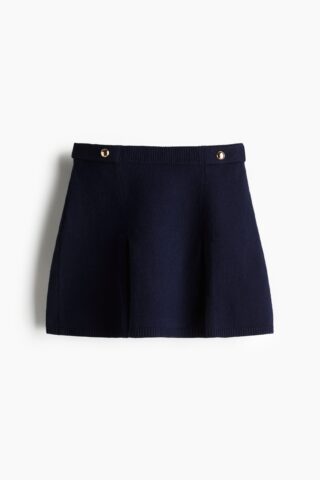 H & M - Gebreide A-line minirok - Marineblauw