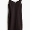 H & M - Tricot off-the-shoulderjurk - Donkerbruin