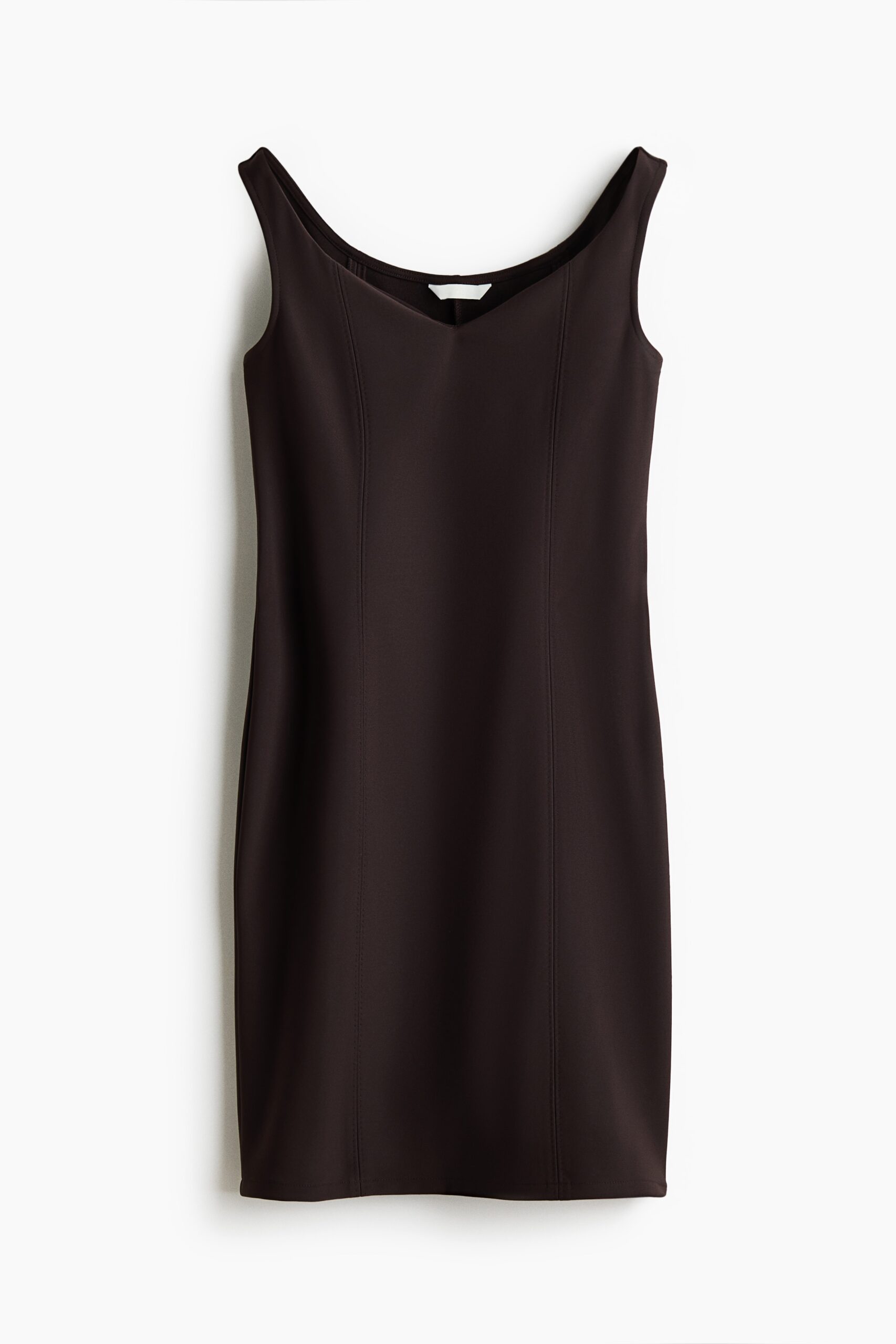 H & M - Tricot off-the-shoulderjurk - Donkerbruin