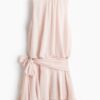 H & M - Chiffon jurk met strikbanden - Poederroze