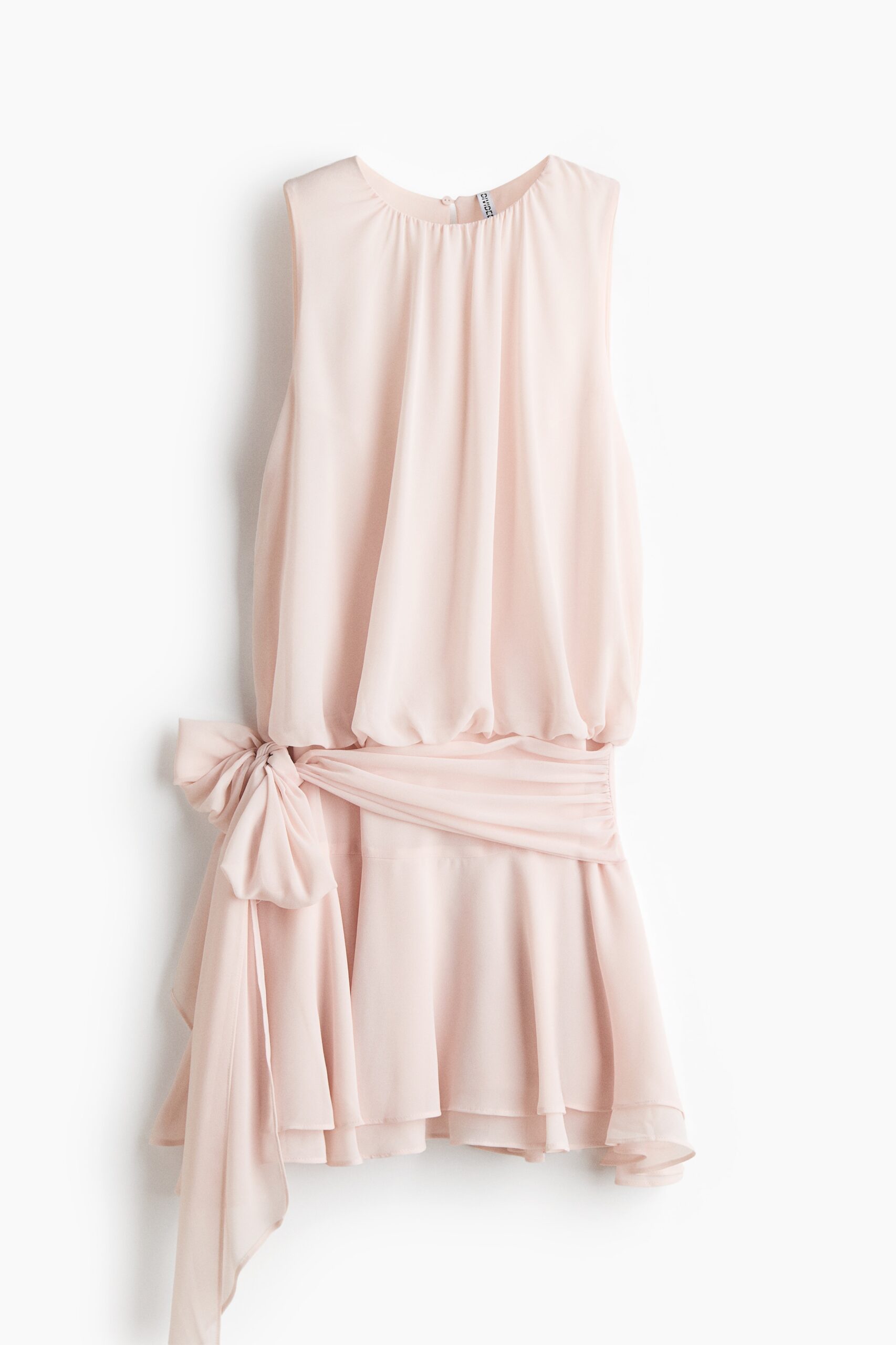 H & M - Chiffon jurk met strikbanden - Poederroze
