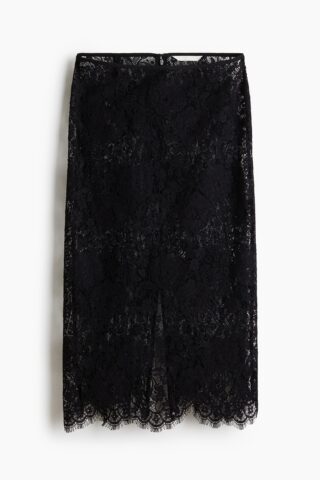 H & M - Kanten kokerrok - Zwart
