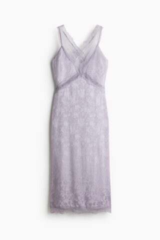 H & M - Jacquardgeweven jurk met kant - Lila