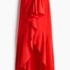 H & M - Volantrok van viscosemix - Helderrood