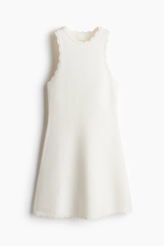 H & M - Mini-jurk met golvende randen - Roomwit