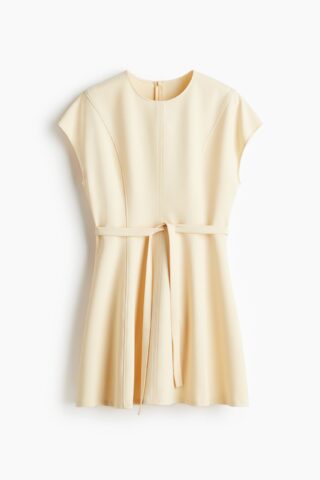 H & M - Jurk met strikceintuur - Lichtgeel