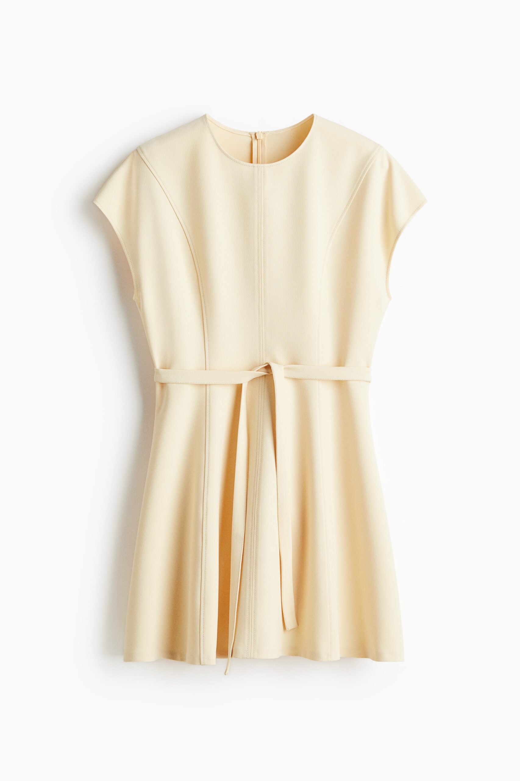 H & M - Jurk met strikceintuur - Lichtgeel