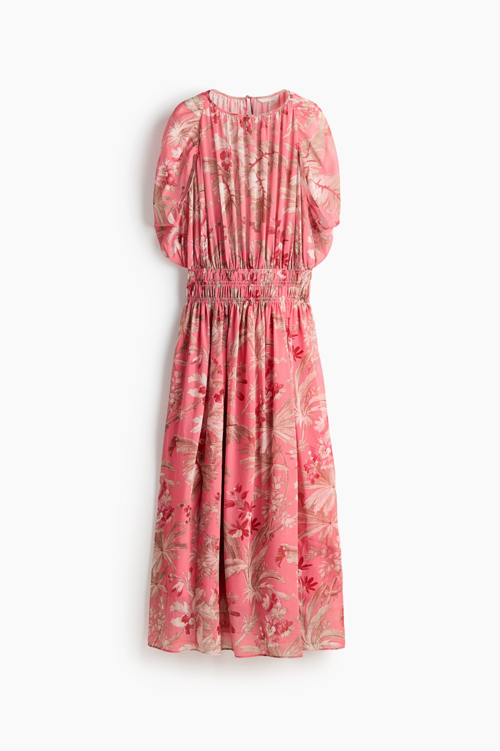 H & M - Chiffon jurk met capemouwen - Roze/Bloemen