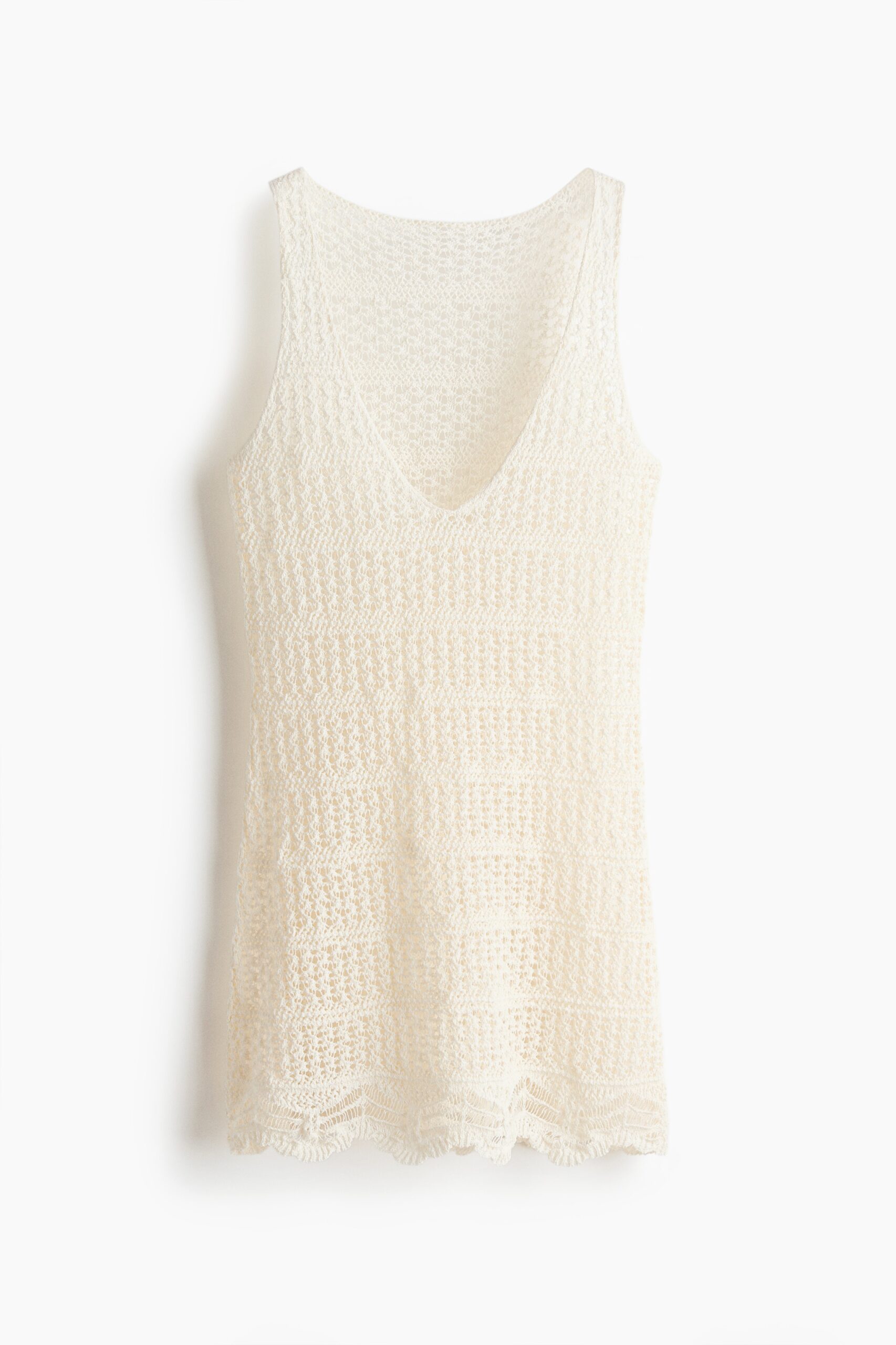 H & M - Ajourgebreide strandjurk - Roomwit