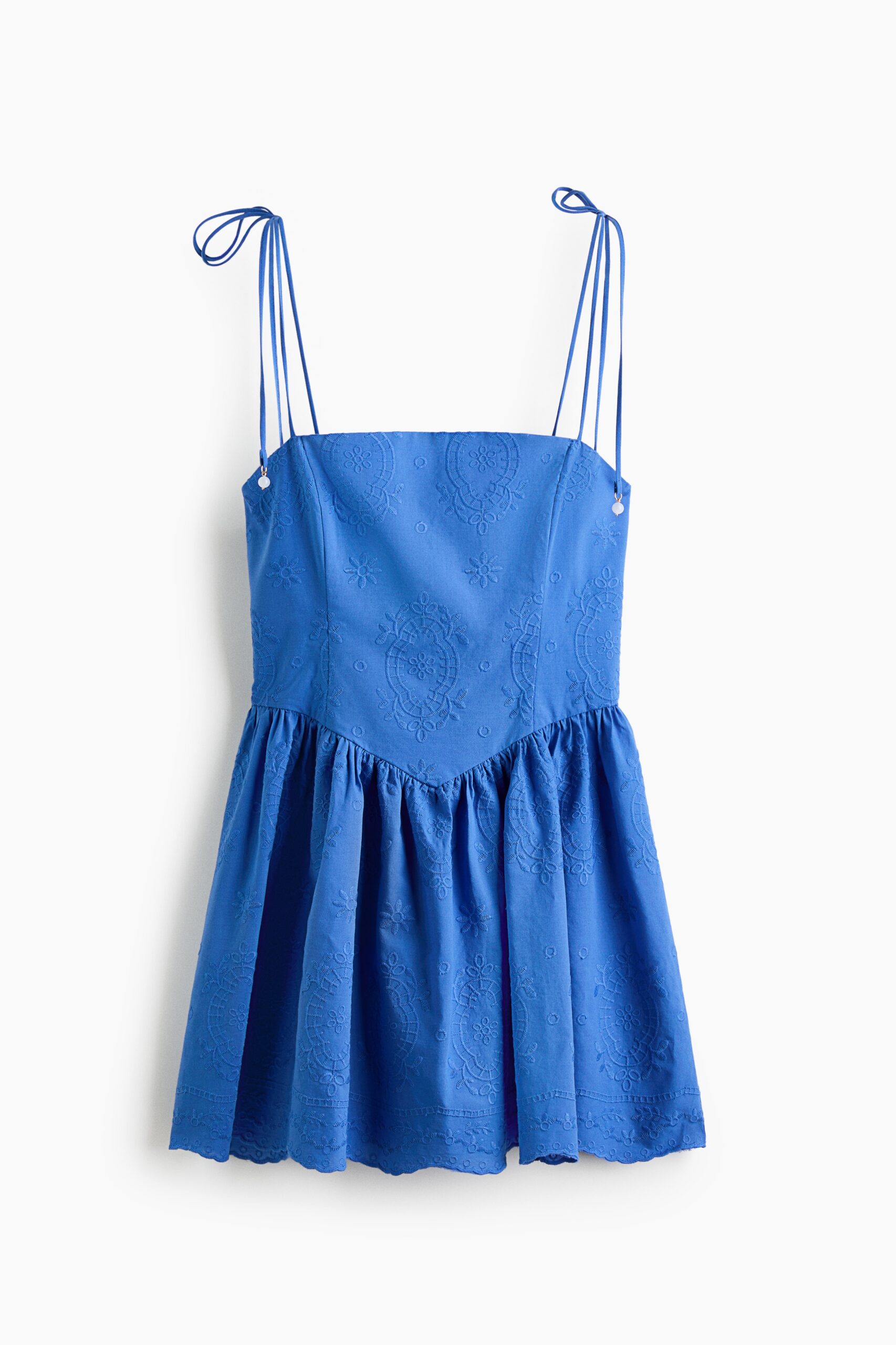 H & M - Jurk met borduursel en uitlopende rok - Blauw H & M - Jurk met borduursel en uitlopende rok - Blauw