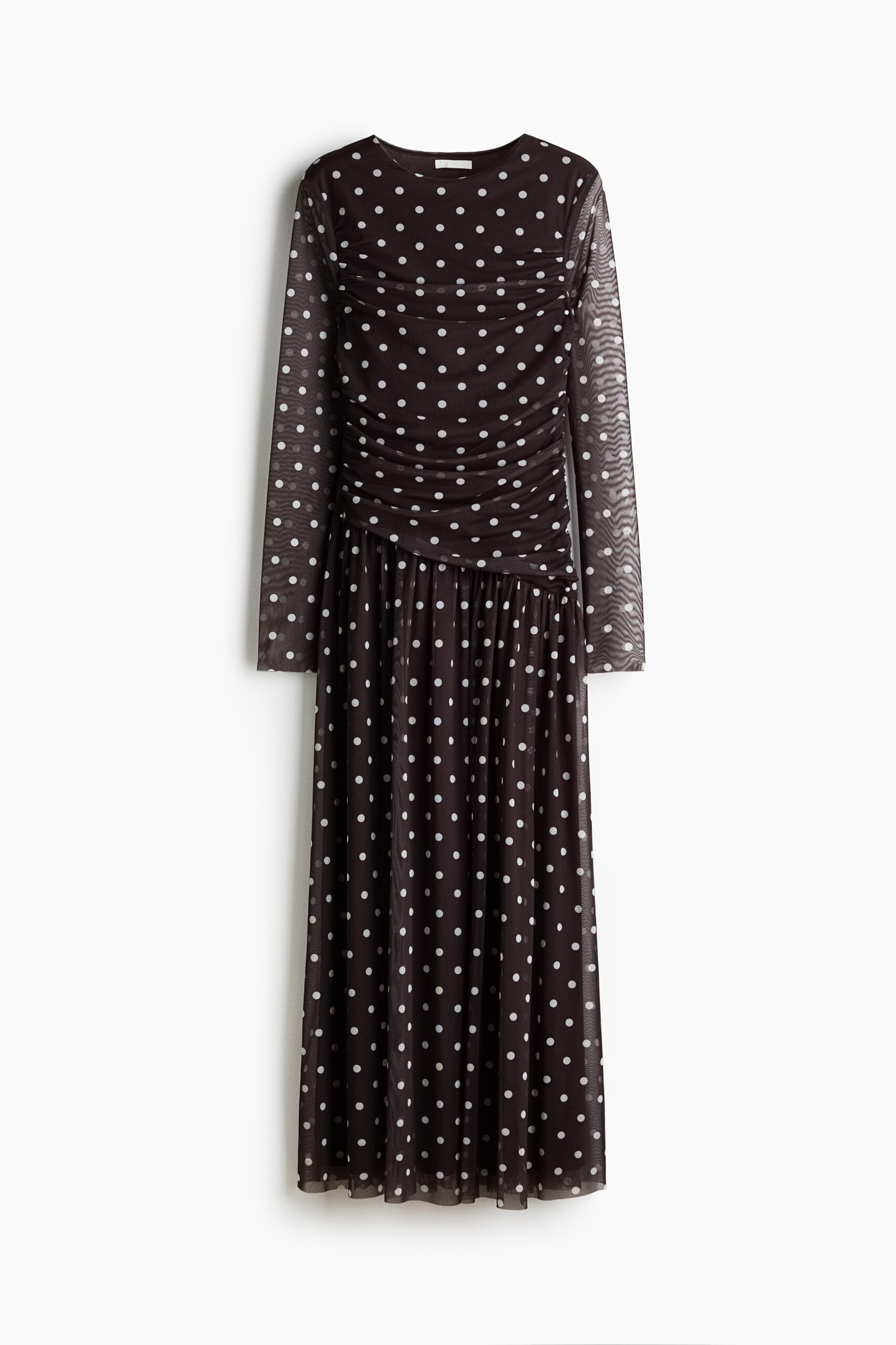 H & M - Gedrapeerde jurk van mesh - Donkerbruin/Polkadot H & M - Gedrapeerde jurk van mesh - Donkerbruin/Polkadot