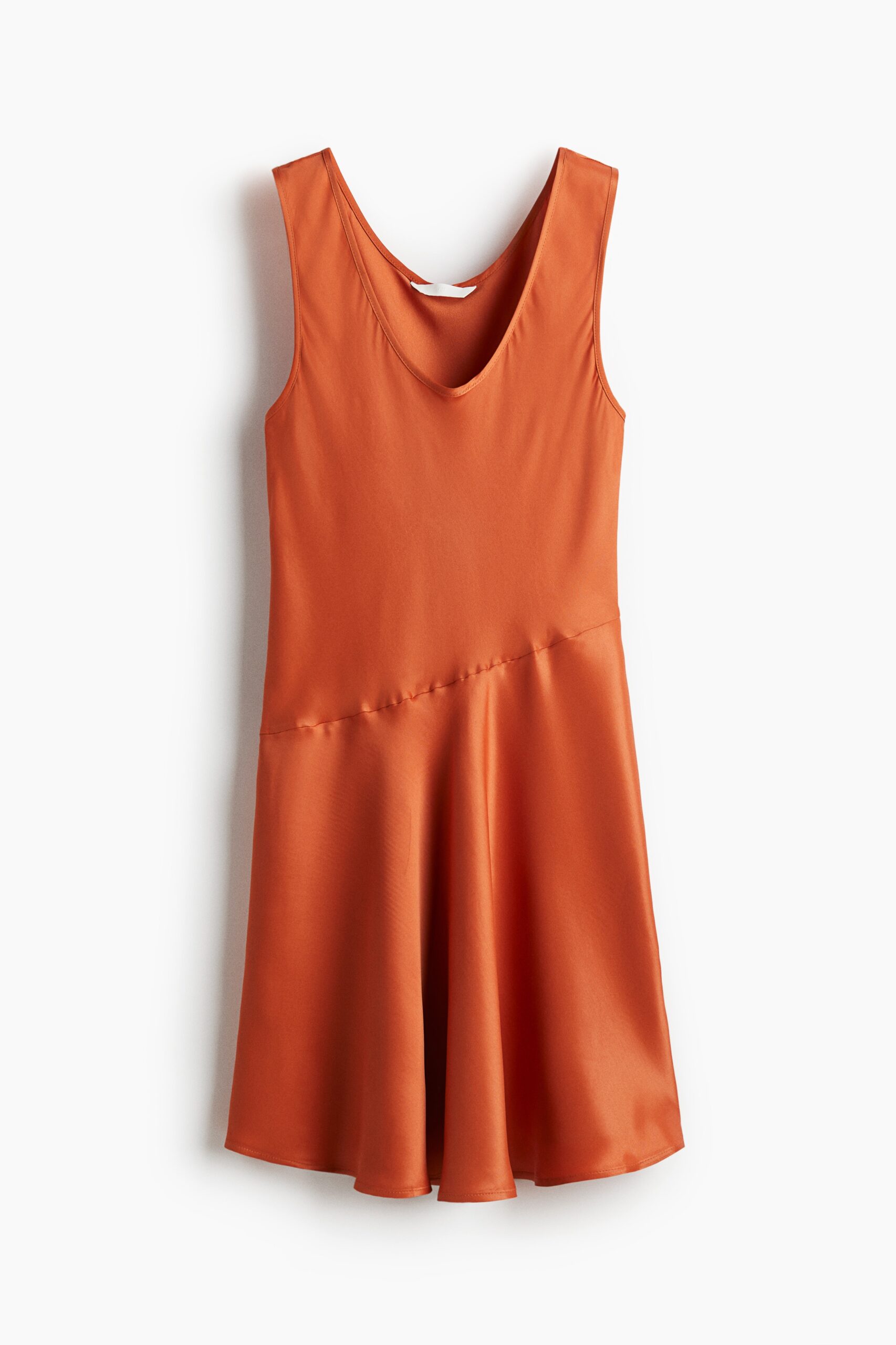 H & M - Uitlopende satijnen jurk - Oranje