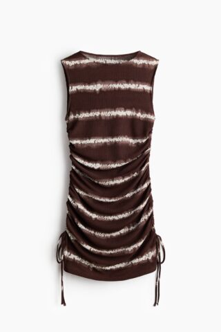 H & M - Strandjurk met drawstrings - Donkerbruin/Tiedye