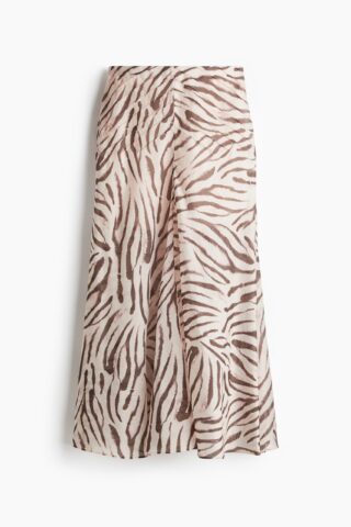 H & M - Rok met platte plooitjes - Lichtbeige/Zebradessin