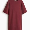 H & M - Katoenen T-shirtjurk - Bordeauxrood