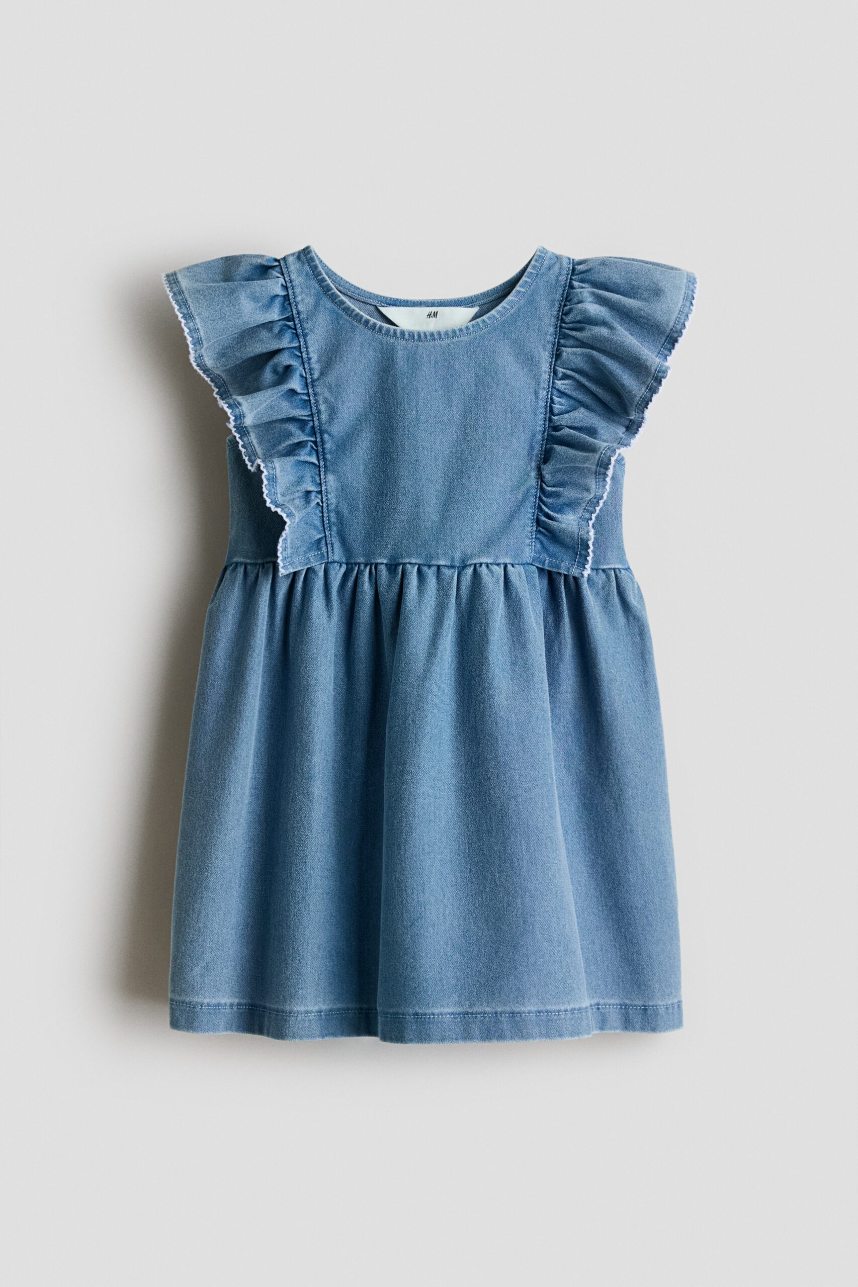 H & M - Sweatjurk met volant - Denimblauw H & M - Sweatjurk met volant - Denimblauw