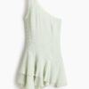 H & M - One-shoulderjurk met volants - Dusty Lichtgroen
